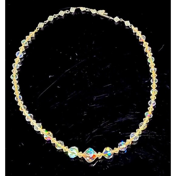 Sparkling MCM Aurora Borealis Faceted Glass Beads 15-16" Vintage Stunning VGC! - Picture 9 of 9